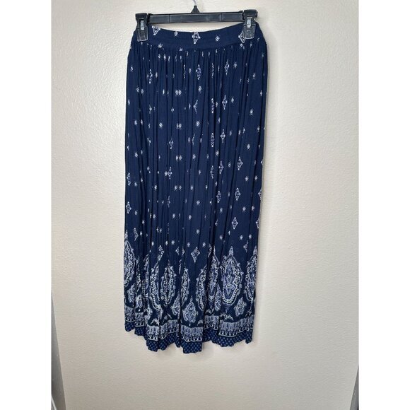 Take two Womens Blue Skirt Large vintage maxi elastic‎ waist pull on rayon - Picture 5 of 8